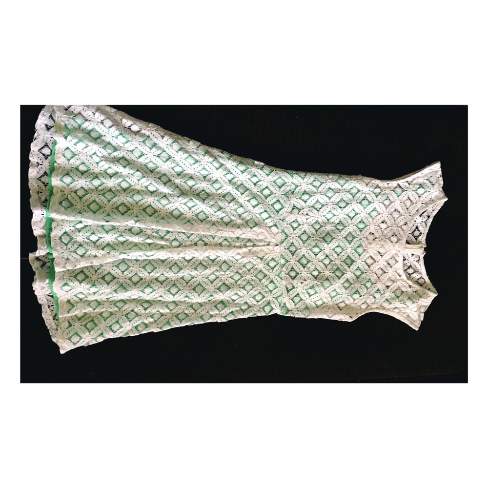 Mint green dress with a lace topper